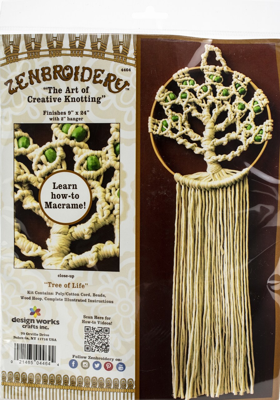 Design Works/Zenbroidery Macrame Wall Hanging Kit 8"X24"-Tree Of Life